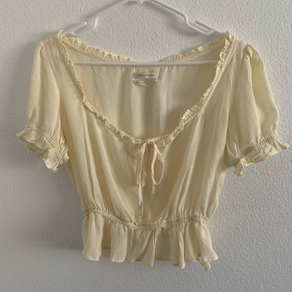 See through, cream mid rise shirt